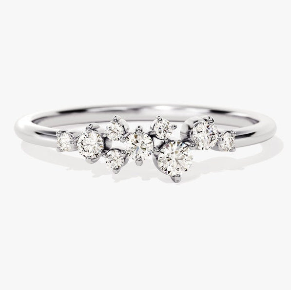 0.14 TCW Round Cluster Moissanite Wedding Band
