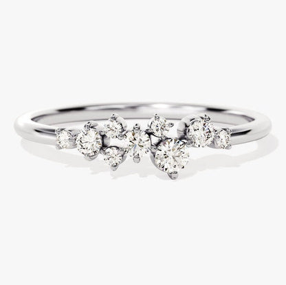 0.14 TCW Round Cluster Moissanite Wedding Band