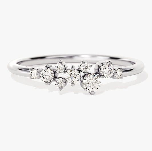 0.14 TCW Round Cluster Moissanite Wedding Band