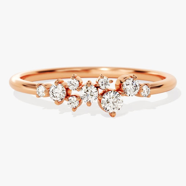 0.14 TCW Round Cluster Moissanite Wedding Band