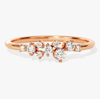 0.14 TCW Round Cluster Moissanite Wedding Band