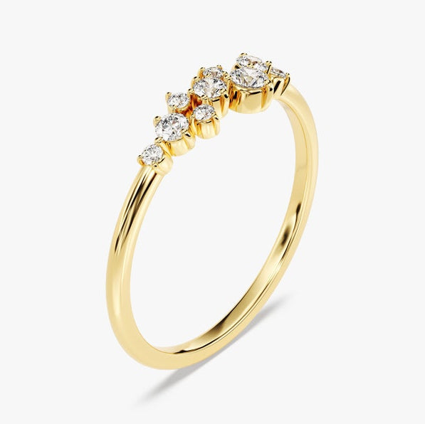 0.14 TCW Round Cluster Moissanite Wedding Band