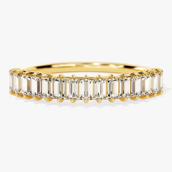 0.70 TCW Baguette Half Eternity Moissanite Wedding Band