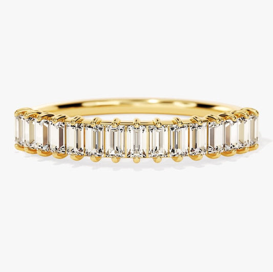 0.70 TCW Baguette Half Eternity Moissanite Wedding Band