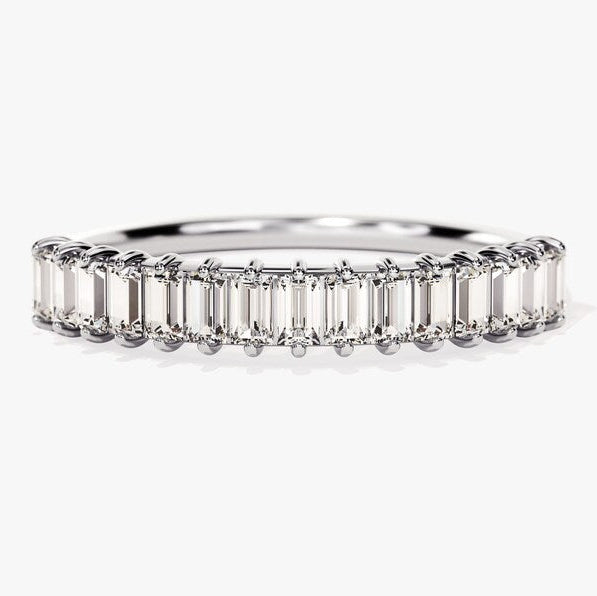 0.70 TCW Baguette Half Eternity Moissanite Wedding Band