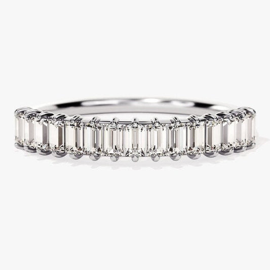 0.70 TCW Baguette Half Eternity Moissanite Wedding Band