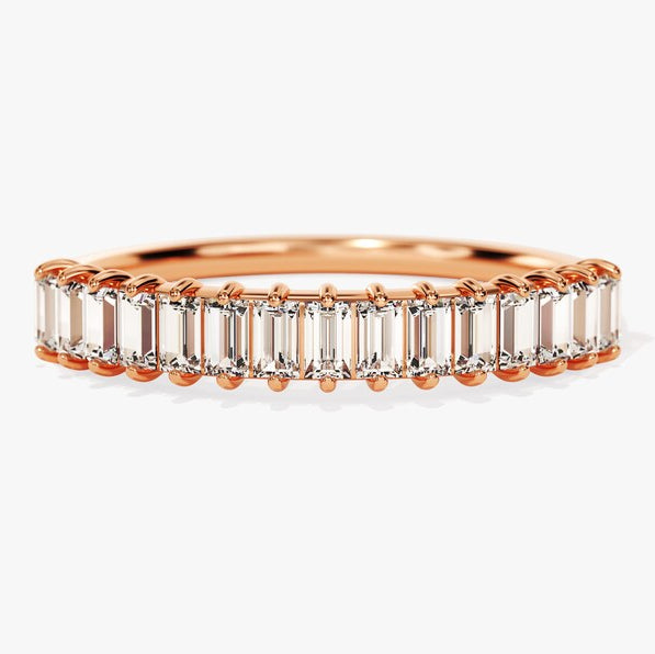 0.70 TCW Baguette Half Eternity Moissanite Wedding Band