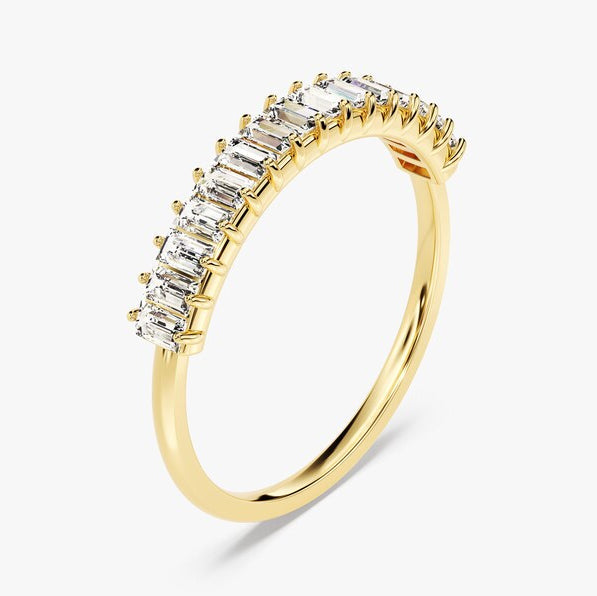 0.70 TCW Baguette Half Eternity Moissanite Wedding Band