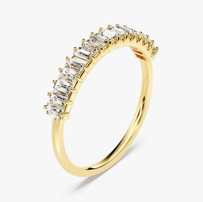 0.70 TCW Baguette Half Eternity Moissanite Wedding Band