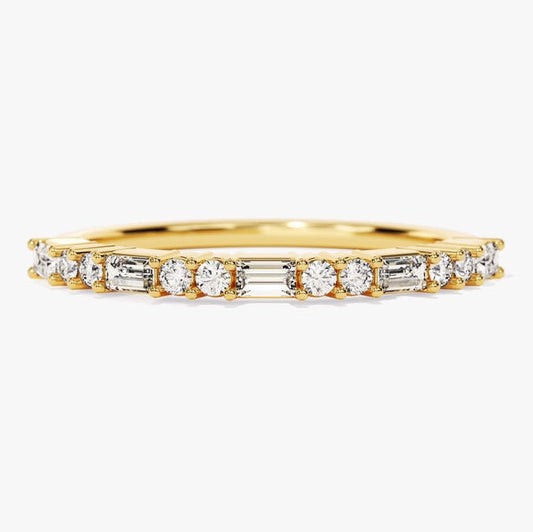 0.35 TCW Baguette & Round Half Eternity Moissanite Wedding Band