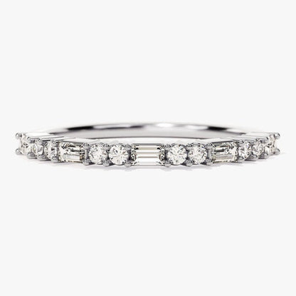 0.35 TCW Baguette & Round Half Eternity Moissanite Wedding Band