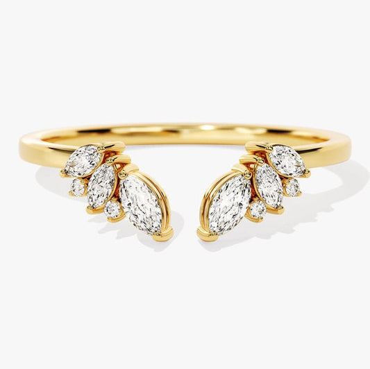 0.33 TCW Marquise & Round Open & Cluster Moissanite Wedding Band