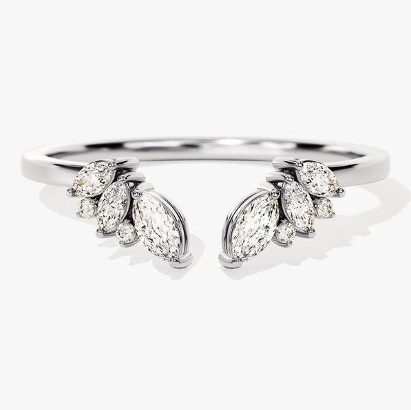0.33 TCW Marquise & Round Open & Cluster Moissanite Wedding Band