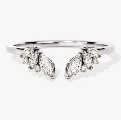 0.33 TCW Marquise & Round Open & Cluster Moissanite Wedding Band