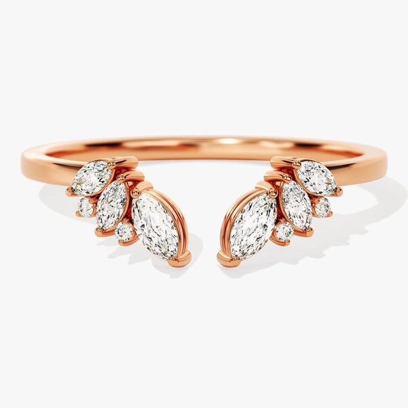 0.33 TCW Marquise & Round Open & Cluster Moissanite Wedding Band