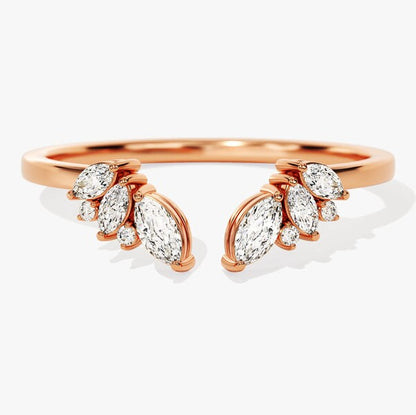 0.33 TCW Marquise & Round Open & Cluster Moissanite Wedding Band