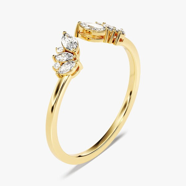0.33 TCW Marquise & Round Open & Cluster Moissanite Wedding Band