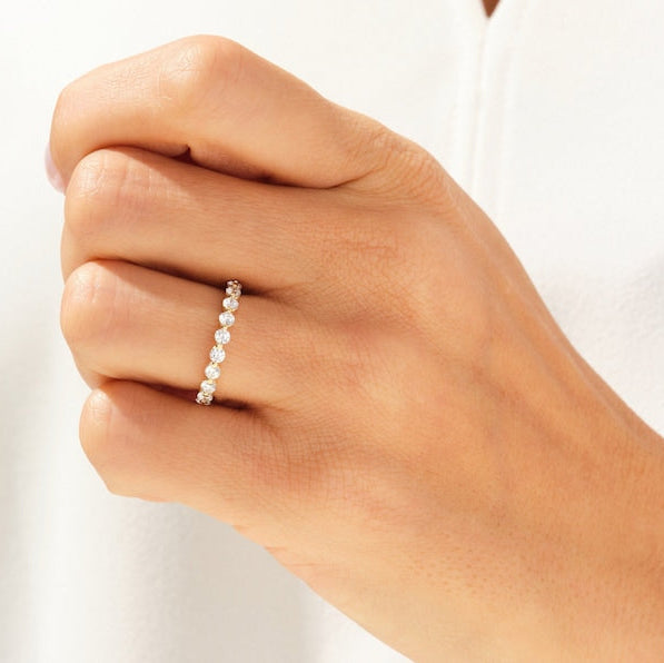0.55 TCW Round Half Eternity Moissanite Wedding Band