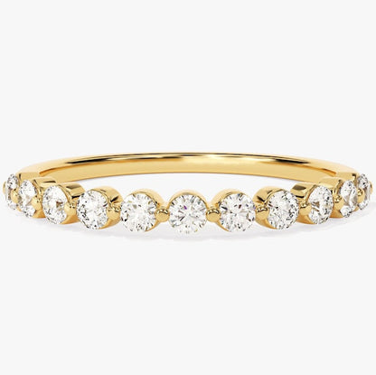 0.55 TCW Round Half Eternity Moissanite Wedding Band