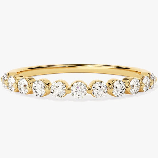 0.55 TCW Round Half Eternity Moissanite Wedding Band