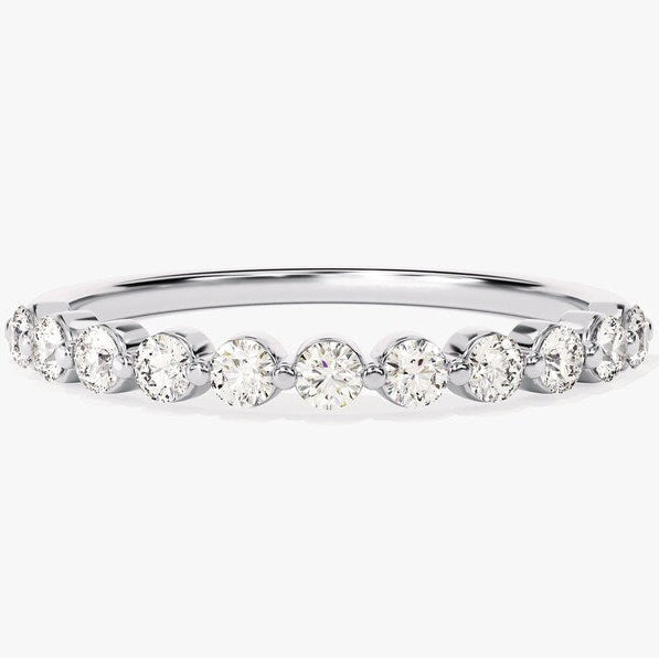 0.55 TCW Round Half Eternity Moissanite Wedding Band