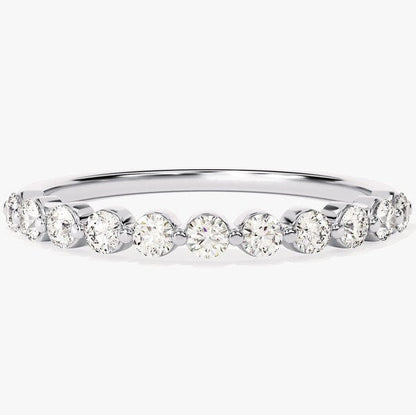 0.55 TCW Round Half Eternity Moissanite Wedding Band