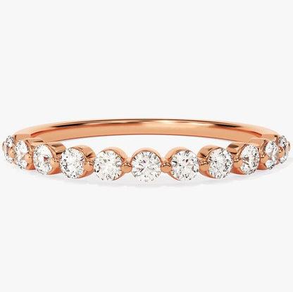 0.55 TCW Round Half Eternity Moissanite Wedding Band