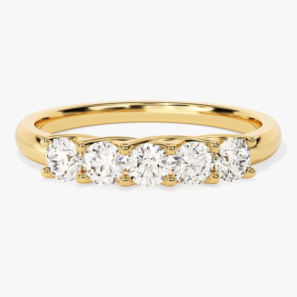 0.50 TCW Round Five Stone Moissanite Wedding Band