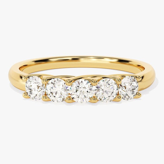 0.50 TCW Round Five Stone Moissanite Wedding Band