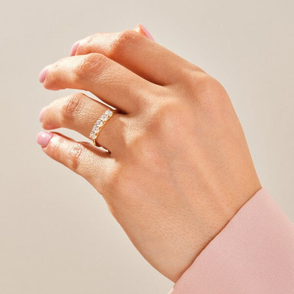 0.50 TCW Round Five Stone Moissanite Wedding Band