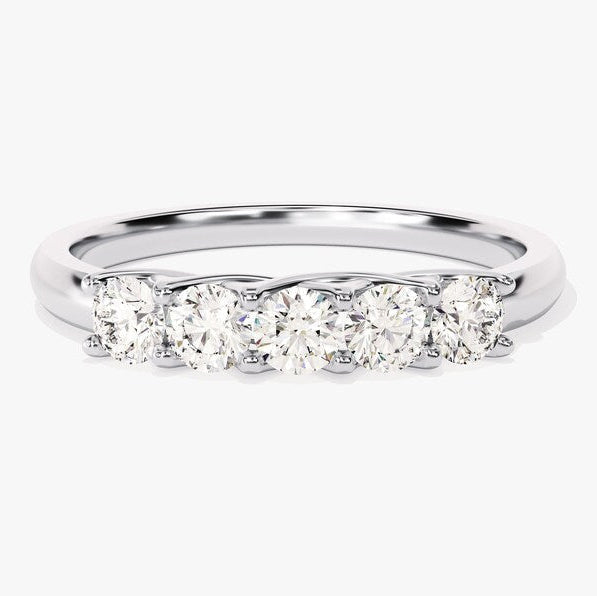 0.50 TCW Round Five Stone Moissanite Wedding Band