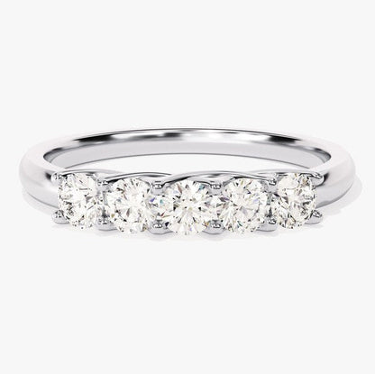 0.50 TCW Round Five Stone Moissanite Wedding Band
