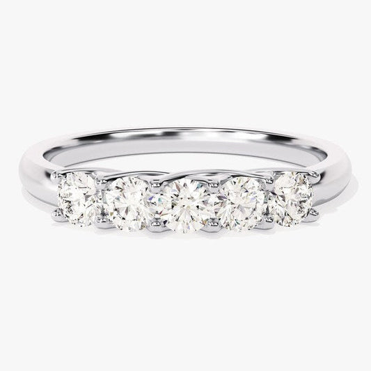 0.50 TCW Round Five Stone Moissanite Wedding Band