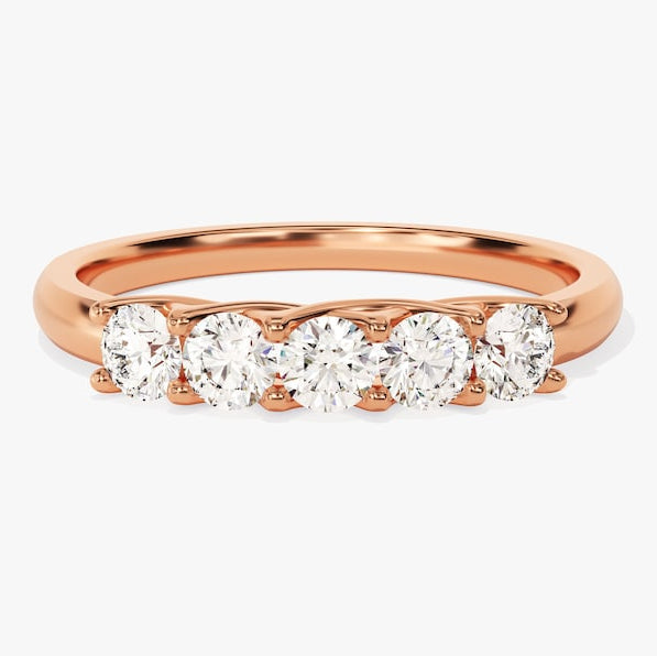 0.50 TCW Round Five Stone Moissanite Wedding Band