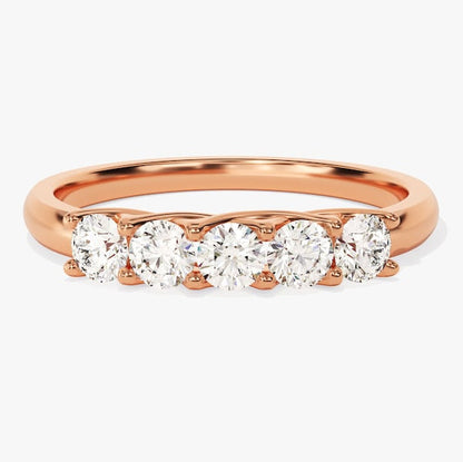 0.50 TCW Round Five Stone Moissanite Wedding Band