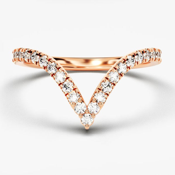 0.40 TCW Round Curved Moissanite Wedding Band