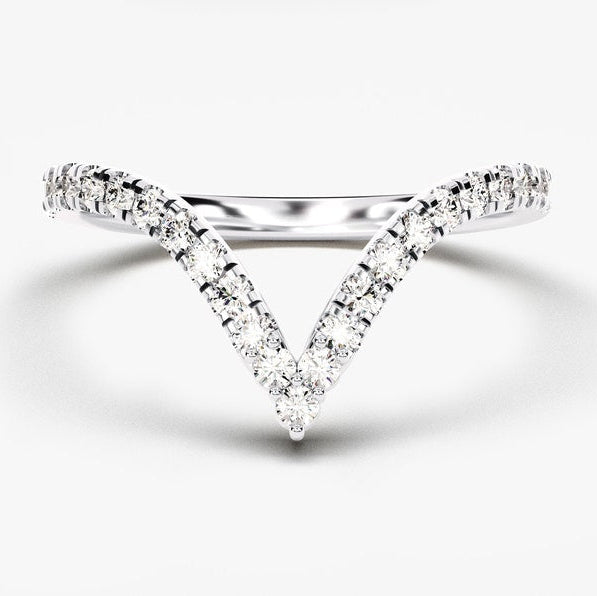 0.40 TCW Round Curved Moissanite Wedding Band