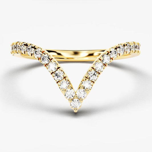 0.40 TCW Round Curved Moissanite Wedding Band