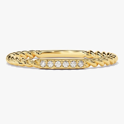 0.04 TCW Round Twisted Moissanite Wedding Band