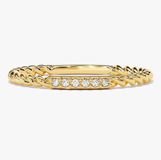 0.04 TCW Round Twisted Moissanite Wedding Band