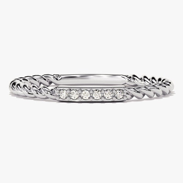 0.04 TCW Round Twisted Moissanite Wedding Band