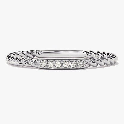 0.04 TCW Round Twisted Moissanite Wedding Band