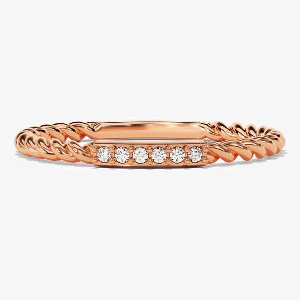 0.04 TCW Round Twisted Moissanite Wedding Band