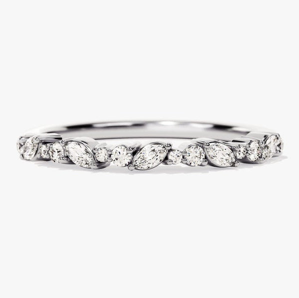0.25 TCW Marquise & Round Cluster Moissanite Wedding Band