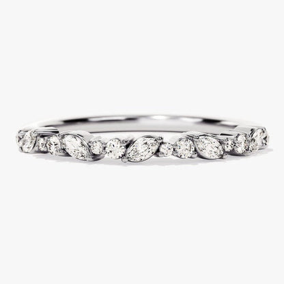 0.25 TCW Marquise & Round Cluster Moissanite Wedding Band