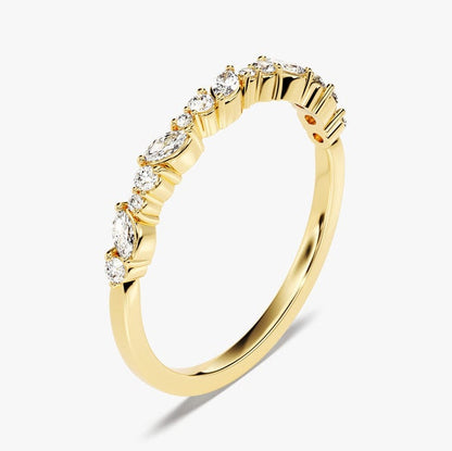 0.25 TCW Marquise & Round Cluster Moissanite Wedding Band