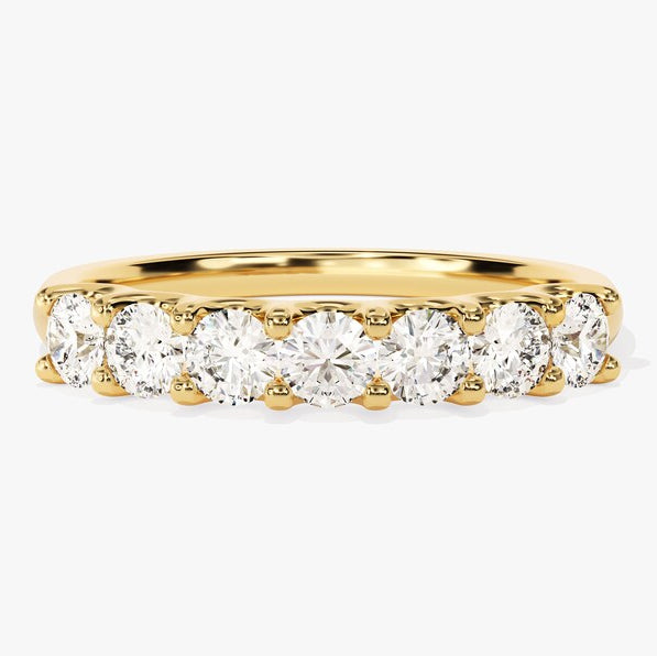0.70 TCW Round Seven Stone Moissanite Wedding Band