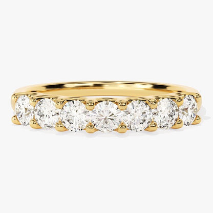 0.70 TCW Round Seven Stone Moissanite Wedding Band
