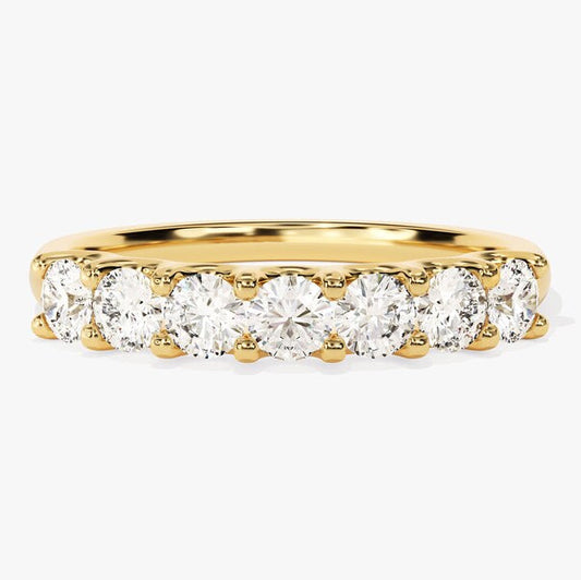 0.70 TCW Round Seven Stone Moissanite Wedding Band
