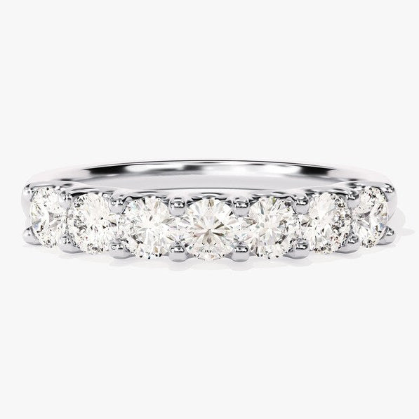 0.70 TCW Round Seven Stone Moissanite Wedding Band